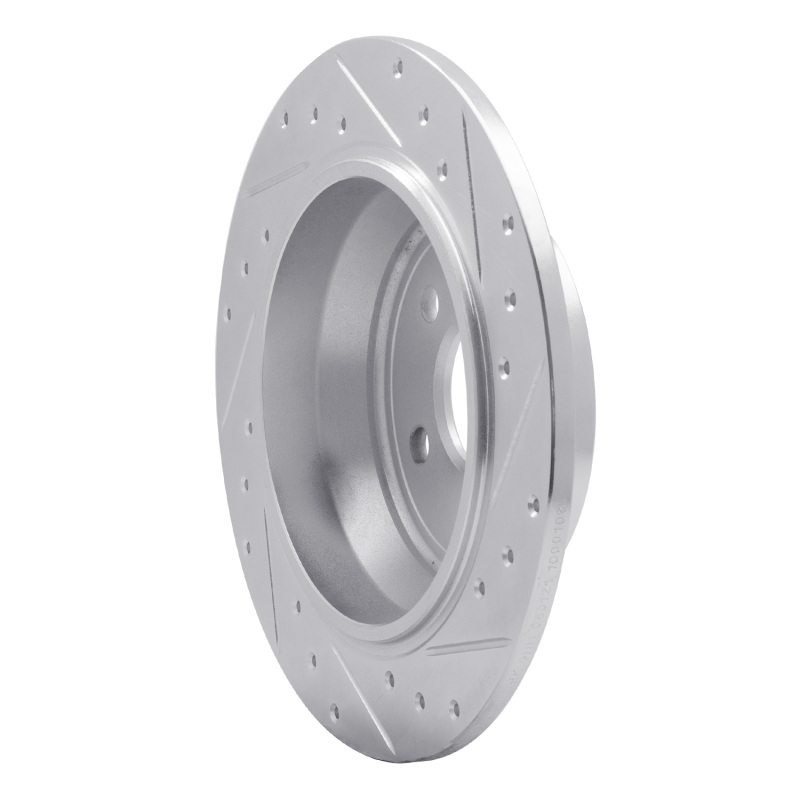 Land Rover LR2 Brake Rotor (1) - Rear Left - R1 Concepts - Drilled & Slotted - Silver - `13-`15